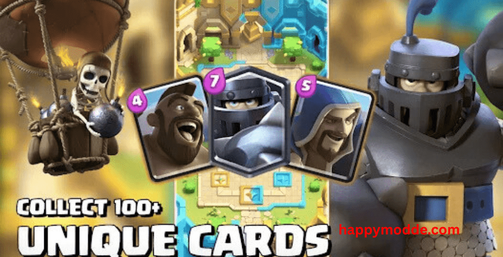 Clash Royal gameplay screenshot with unlocked features
