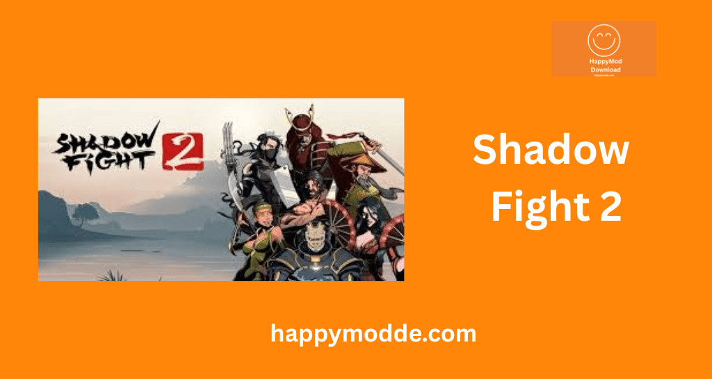 Shadow Fight 2 Special Edition gameplay showing a shadow warrior battling demons in the dark world, featuring unlocked weapons, unlimited coins, and intense martial arts combat